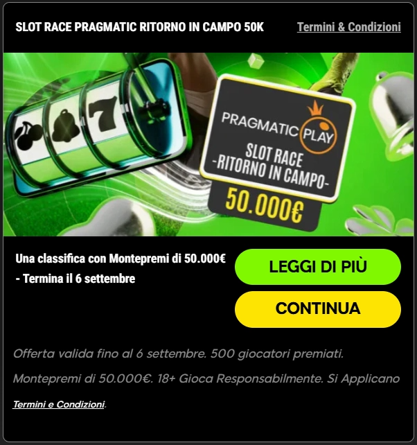 Bonus di 888 Casin&ograve;: Slot Race e tornei